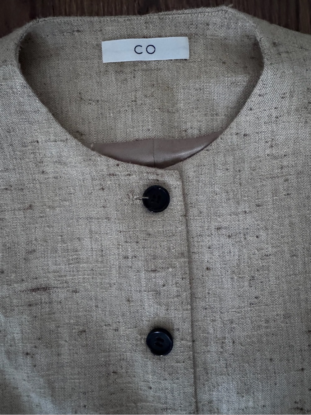 CO Button Down Hemp Silk Vest in Dark Oat Mlange - Picture 3 of 6